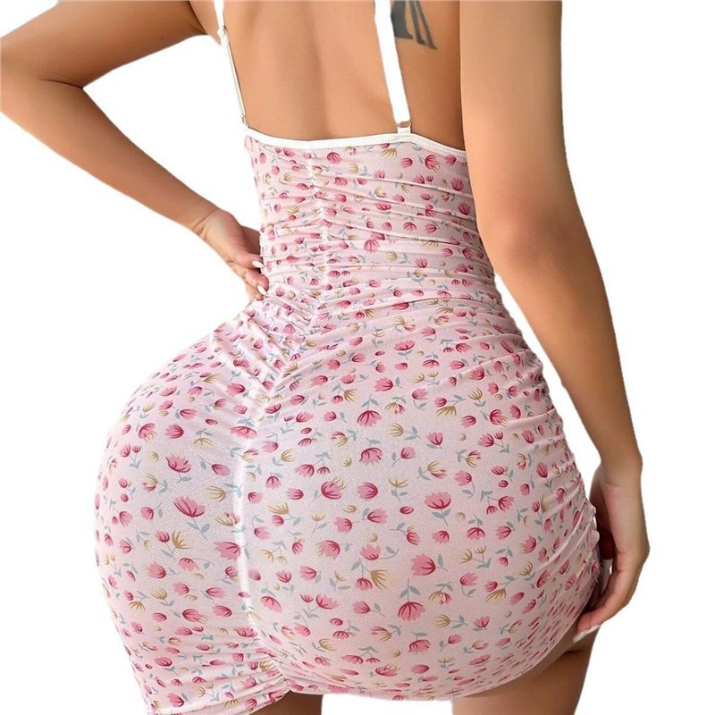 Vanfound High Women's Lace Floral Print Camisole Sleepwear Summer Long Skirt Breathable Seductive Romantic Home Suit Set Erotic