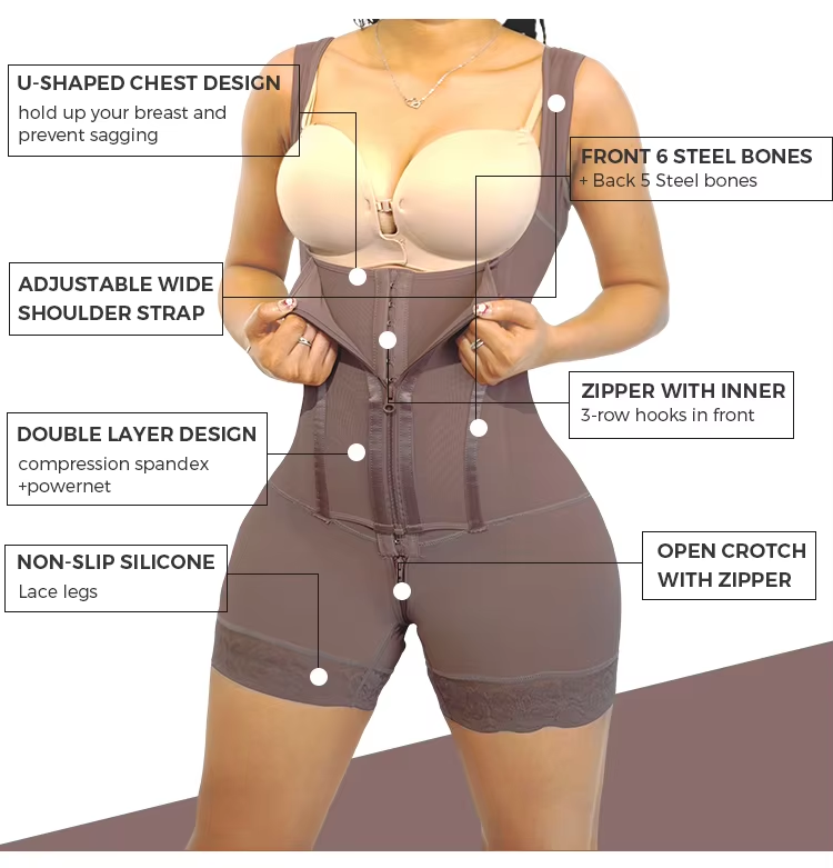 Wholesale Fajas Colombianas Shapewear Bodysuit Tummy Control with 11 Steel Bones Custom Logo OEM ODM Factory Bulk
