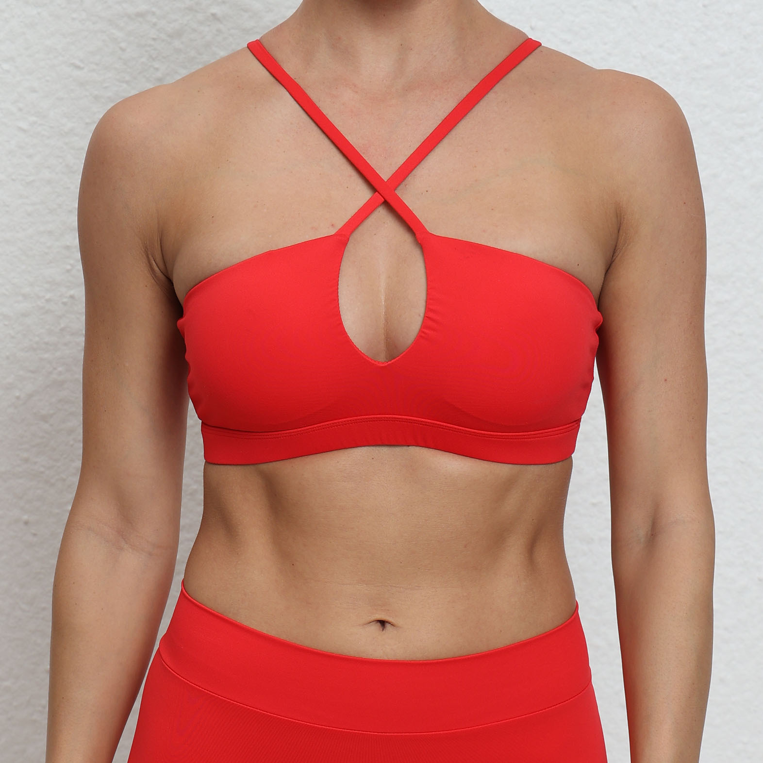 Solid Color Front Twist Cross Strips Compression Push up Adjustable Running Fitness Sports Bra