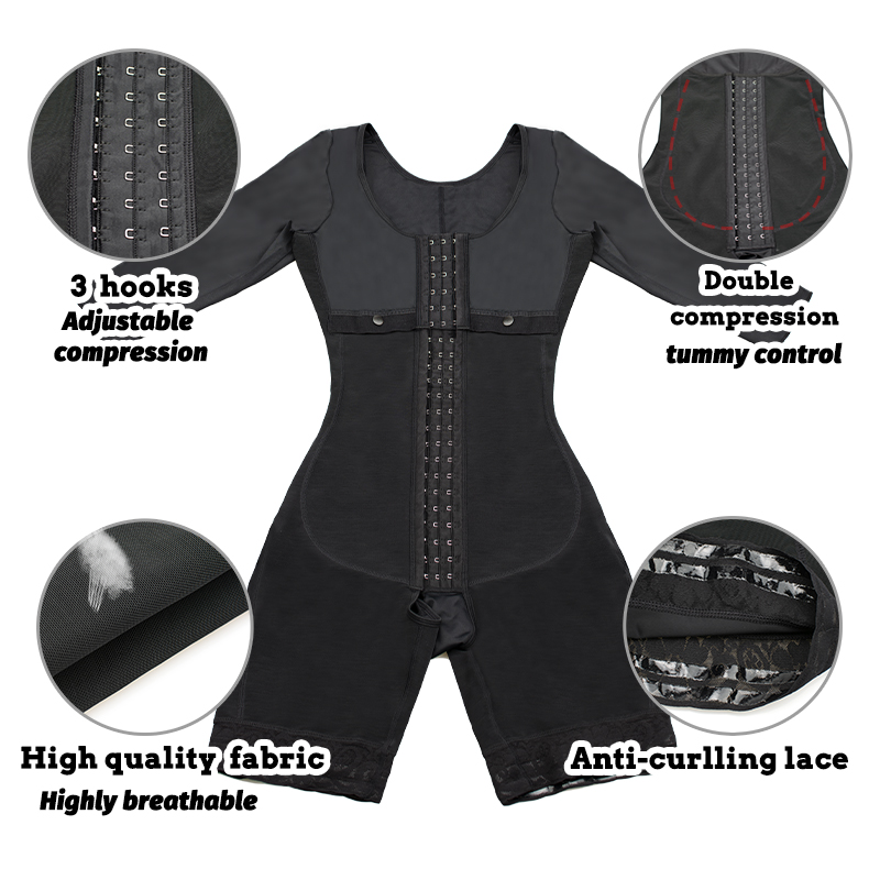 Wholesale Long Sleeve Corset Full Snatched Girdle Compression Shapewear Bodysuit Embroidery for Faja Body Shaper for Women 1