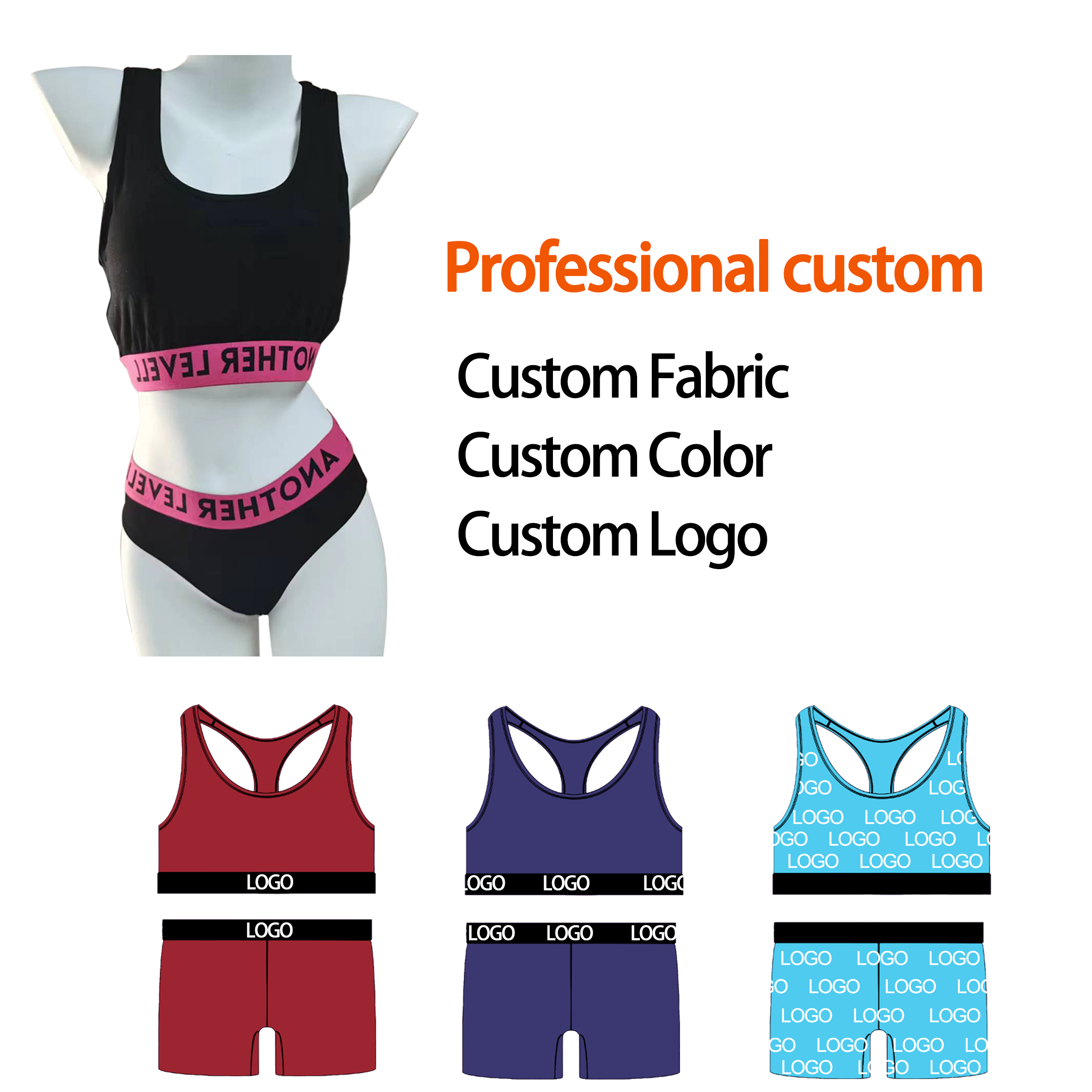Customized Design Plus Size Sexy Teen Ladies Underwear High Quality Sports Bras Brief Sets Seamless Panty Underwear for Women