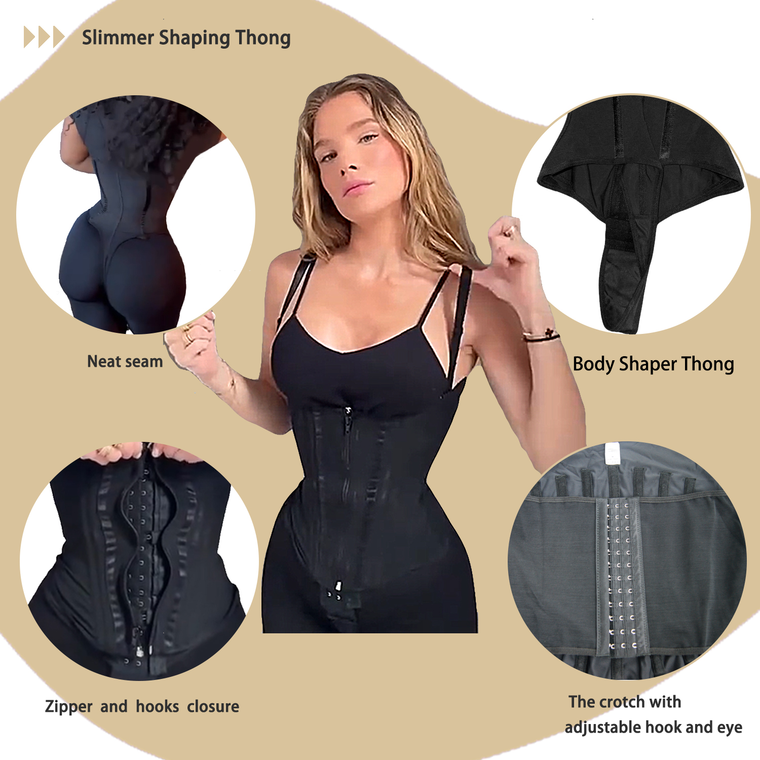 Hot Sale Colombian Fajas Breathable Eco-Friendly High Compression Thick Anti-Bacterial Nylon Spandex Shapewear Zipper Front+Row