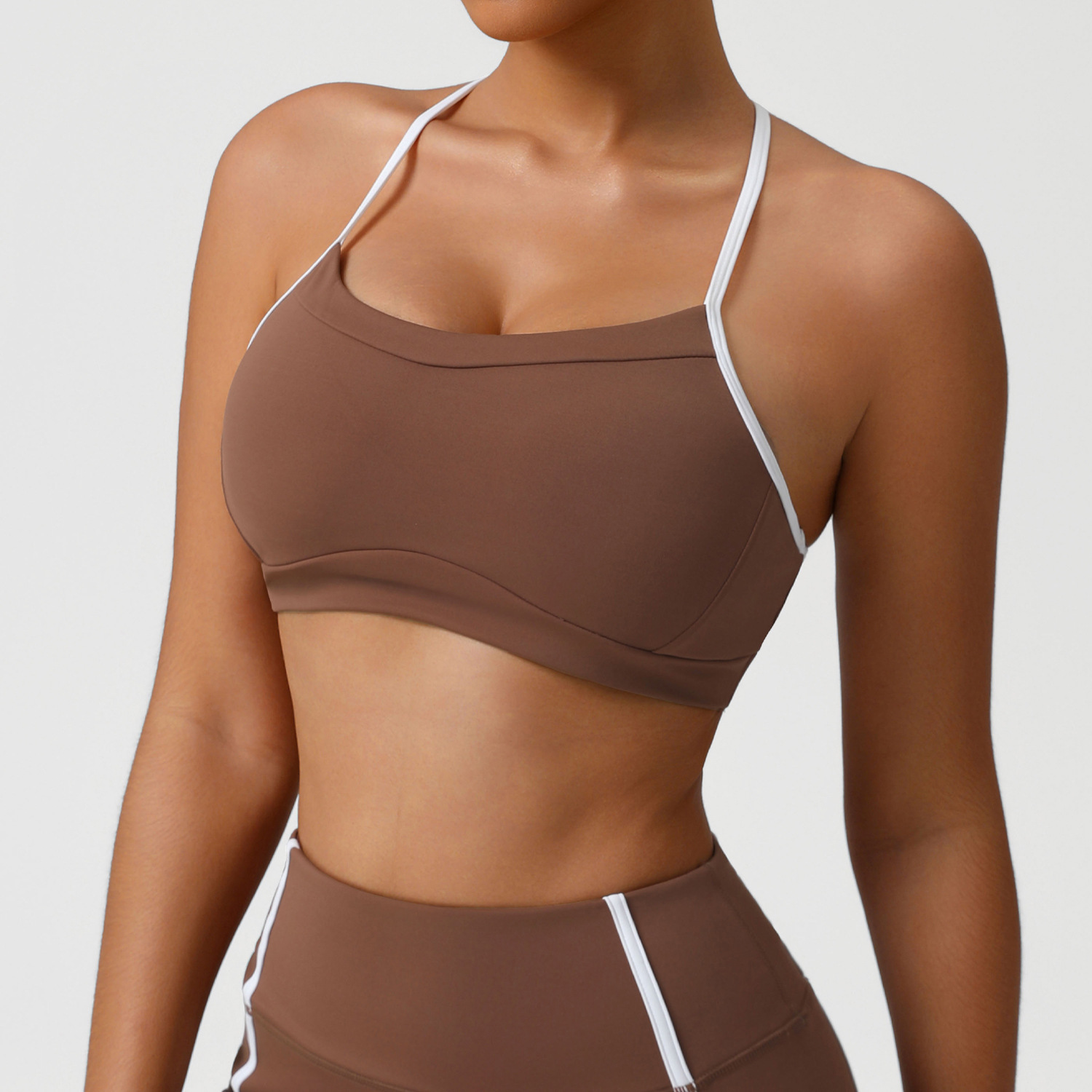 Nude-Sensitive Quick-Drying Sports Bra with Detachable Shock-Absorbing Padded Back for Yoga Fitness