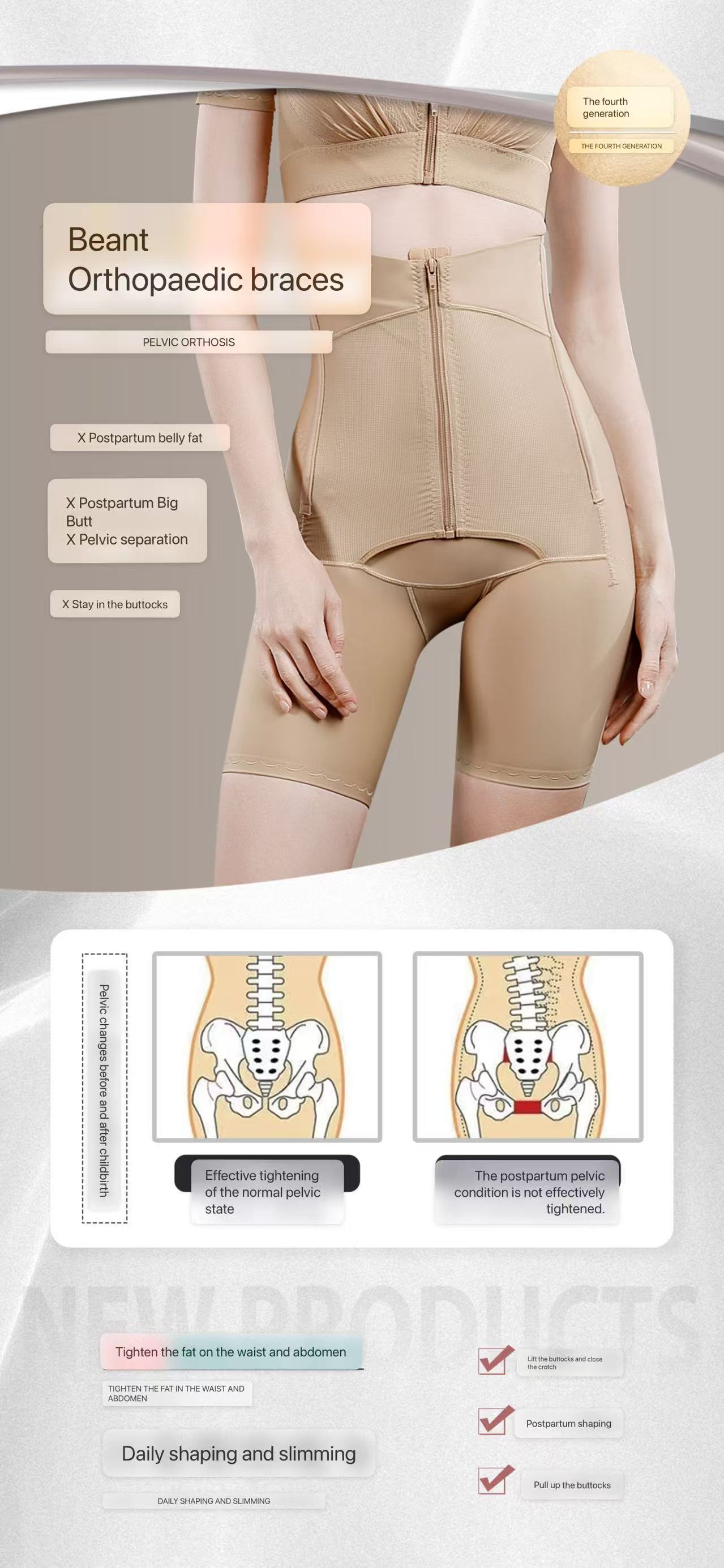 Women's Sexy Comfortable Eco-Friendly Shaper Panty High Waist Trainer Zipper Design Tummy Control Hip Butt Lifter Shorts