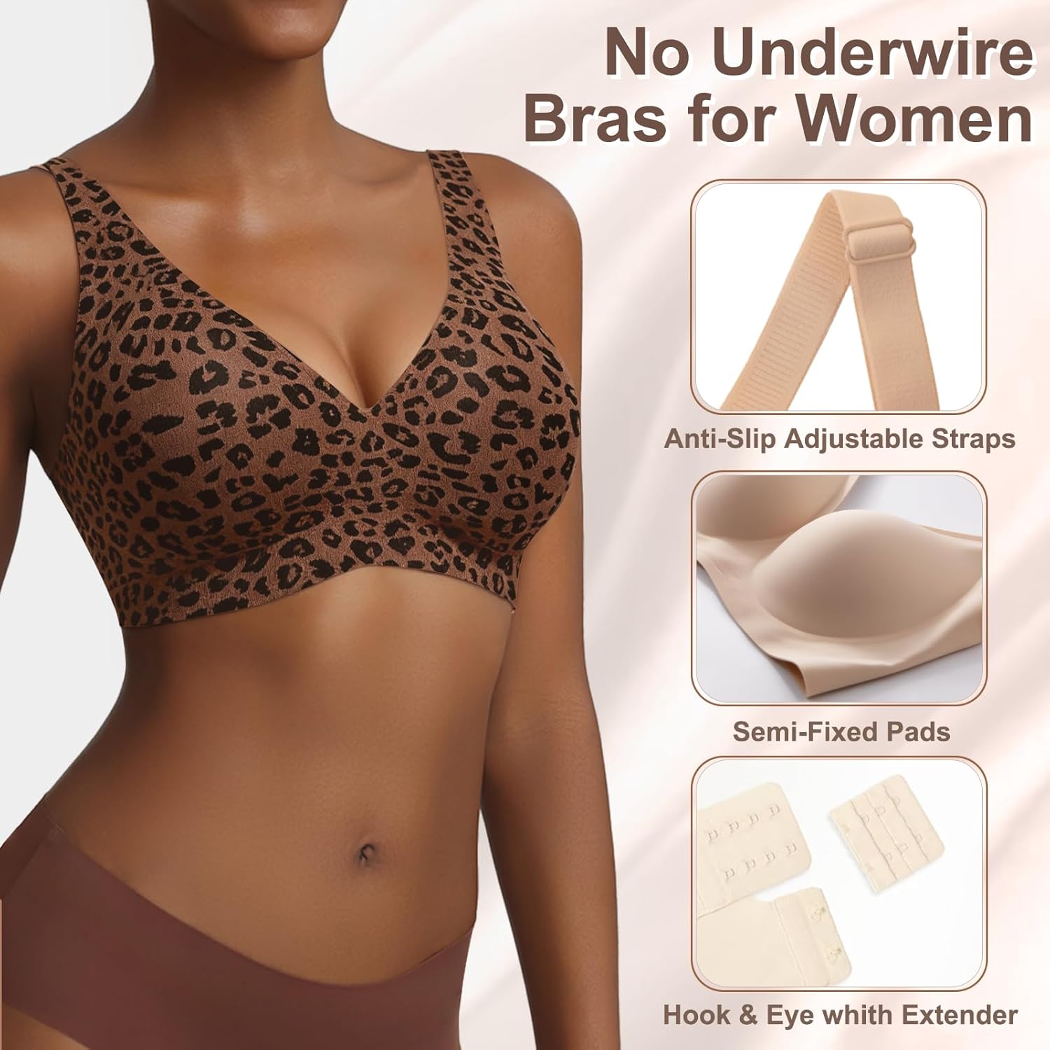 Jelly Wireless Bras For Women No Underwire Deep V Push Up Seamless Bras Comfortable Tshirt Bralettes Everyday Bras