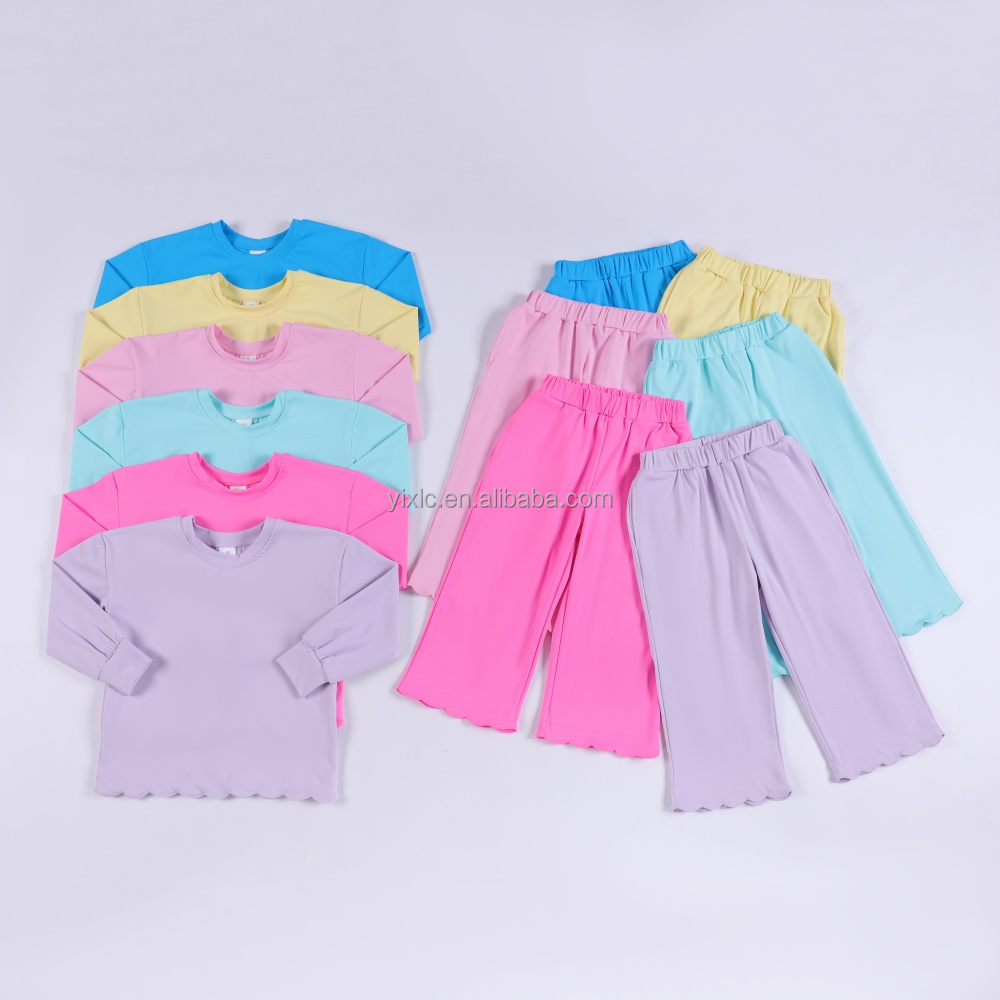 Girls Athletic Loungewear Set | Breathable Long Sleeve Outfit with Wave Edge Design for Seasonal Wear