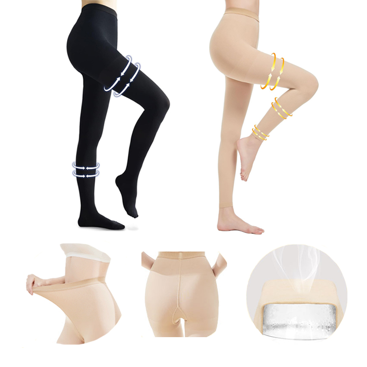 Custom 20-30mmHg Hospital Graduated High Waist Tights Medical Compression Women Opaque Pantyhose Tights for Varicose Veins