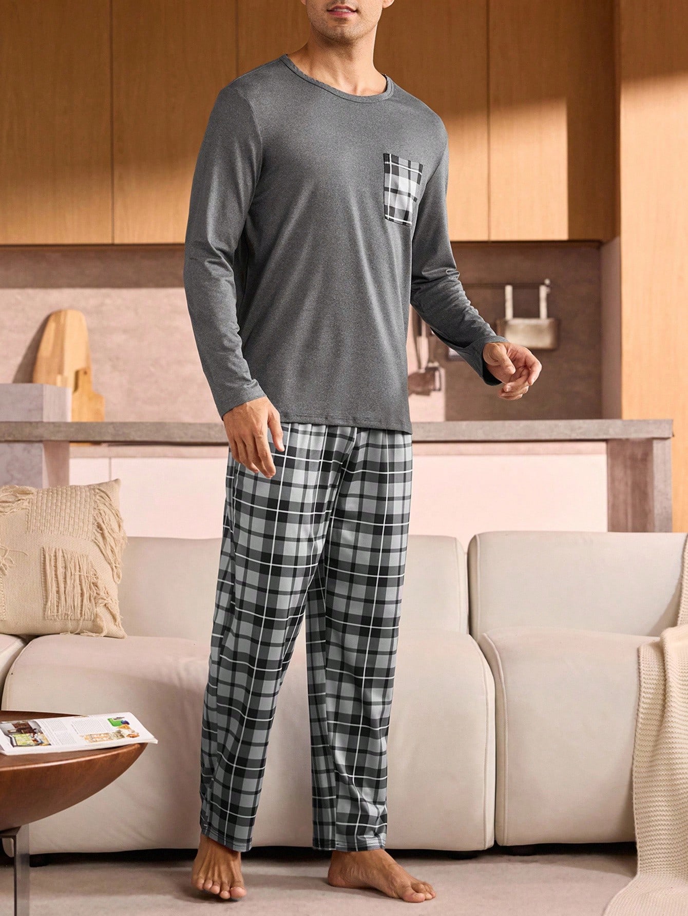 Men's Plus Size Sleepwear Sets Breathable Long Men's Pajamas