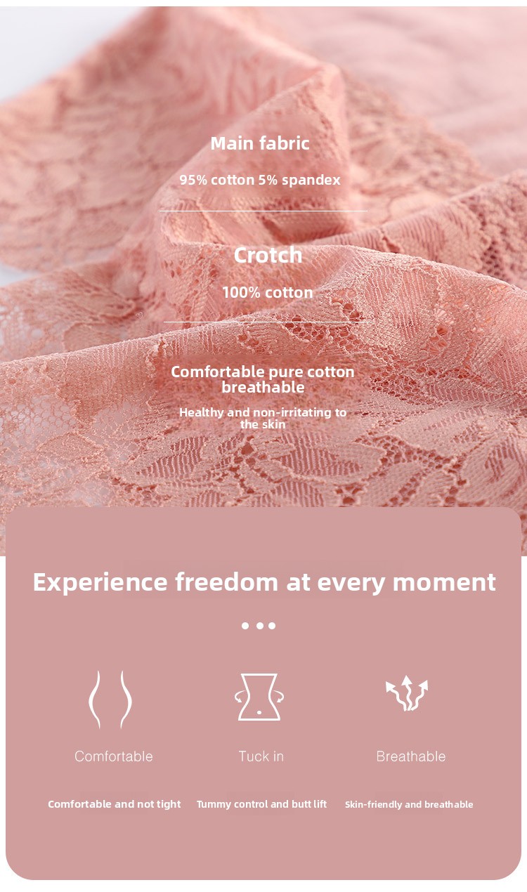 Private Label High Waisted Tummy Control Panties Floral Lace Cotton Lingerie Breathable Briefs for Postpartum Recovery