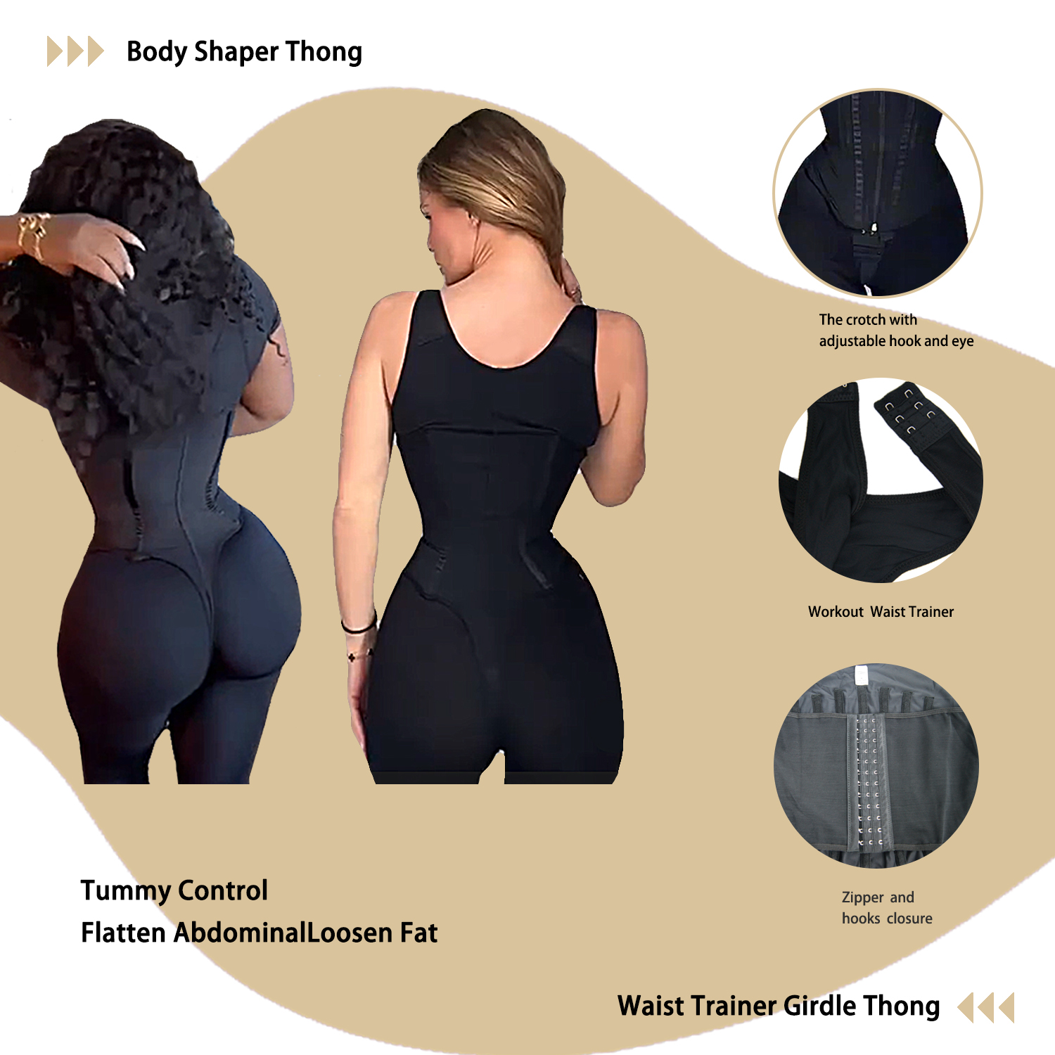 Hot Sale Colombian Fajas Breathable Eco-Friendly High Compression Thick Anti-Bacterial Nylon Spandex Shapewear Zipper Front+Row