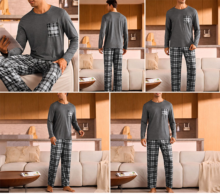 Men's Plus Size Sleepwear Sets Breathable Long Men's Pajamas