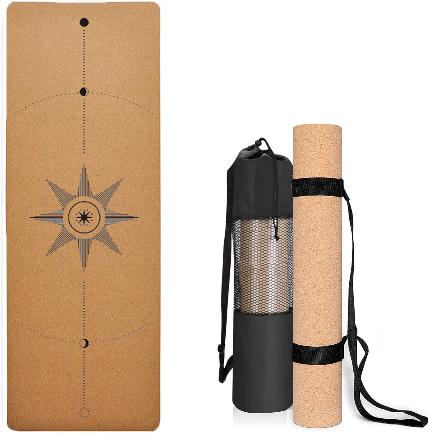 LEECORK Hight Quality Natural Cork Yoga Mat Eco Friendly Custom Logo Cork Rubber Yoga Matt 6mm Thick Yoga Mat TPE