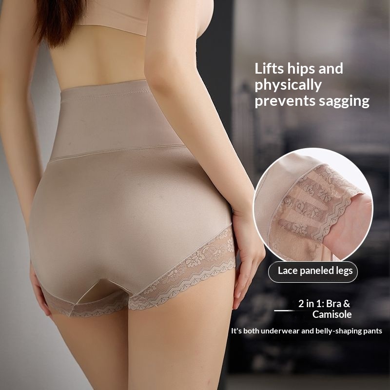 Cross-Border Ice Silk High-Waist Anti-Bacterial Mesh Tummy-Control Butt-Lifting Panties Women's Postpartum Tummy-Hugging Firm