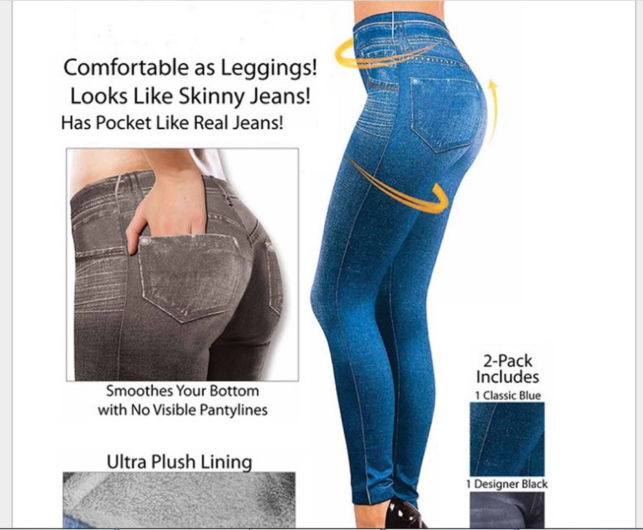 Women Seamless Butt Lift Legging Jegging with Pockets Jeans Look Leggings