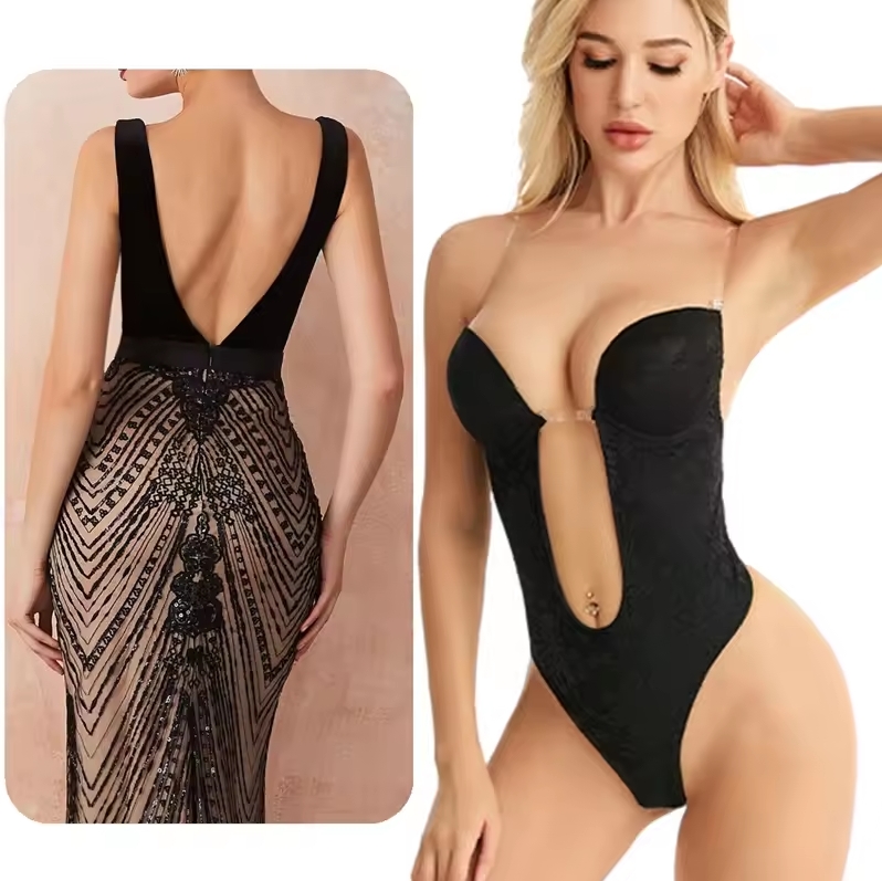 Women Full Body Shaper Bra Backless Bodysuit Thong Invisible Shapers Tummy Control Shapewear Girdles Sheath Slimming Underwear