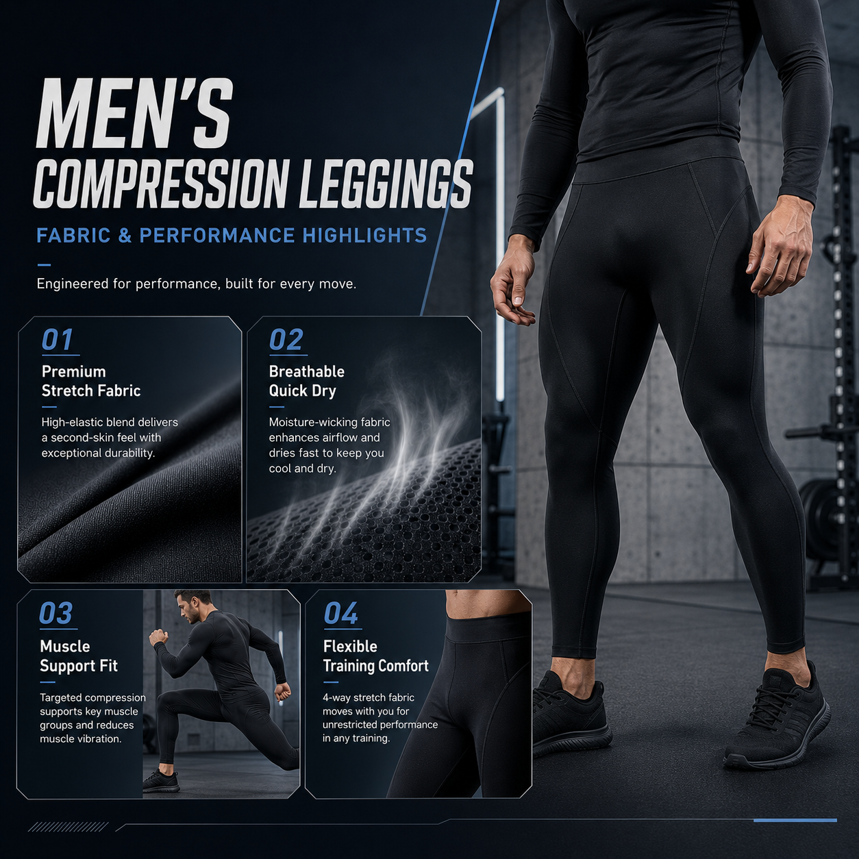 Ready Stock Quick Dry Men's Sports Training Pants High Elasticity High Quality Men's Compression Leggings for Running