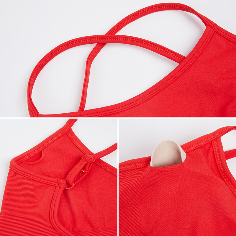 Women's Adult Shockproof Push-Up Sports Bra Crisscross Straps High Support Spandex/Nylon Quick-Dry Yoga Fitness Running Wear