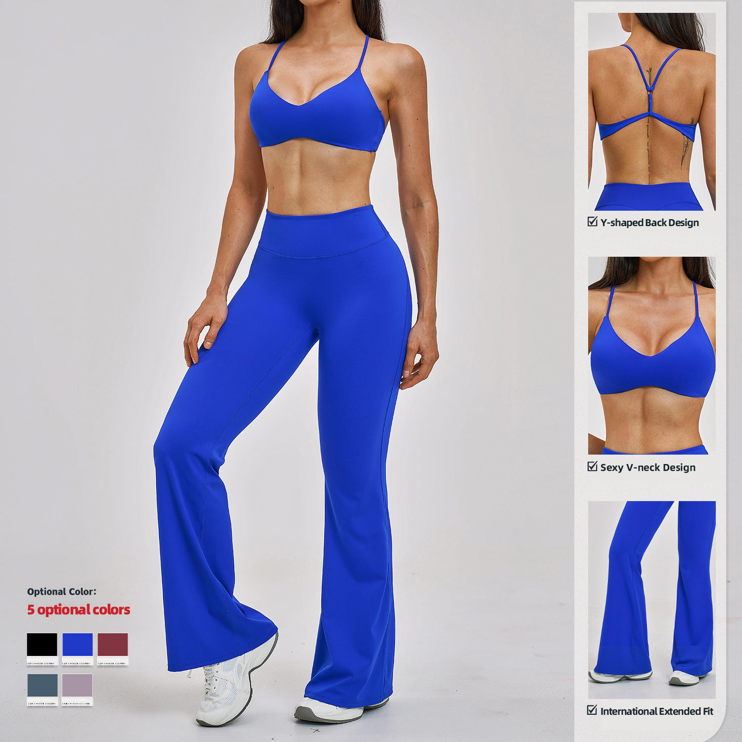 XW-TZ2546-7 Low MOQ Breathable 2 Piece Activewear High Supportive Sports Bras Plus Size Flared Yoga Pants Gym Wear Women Sets