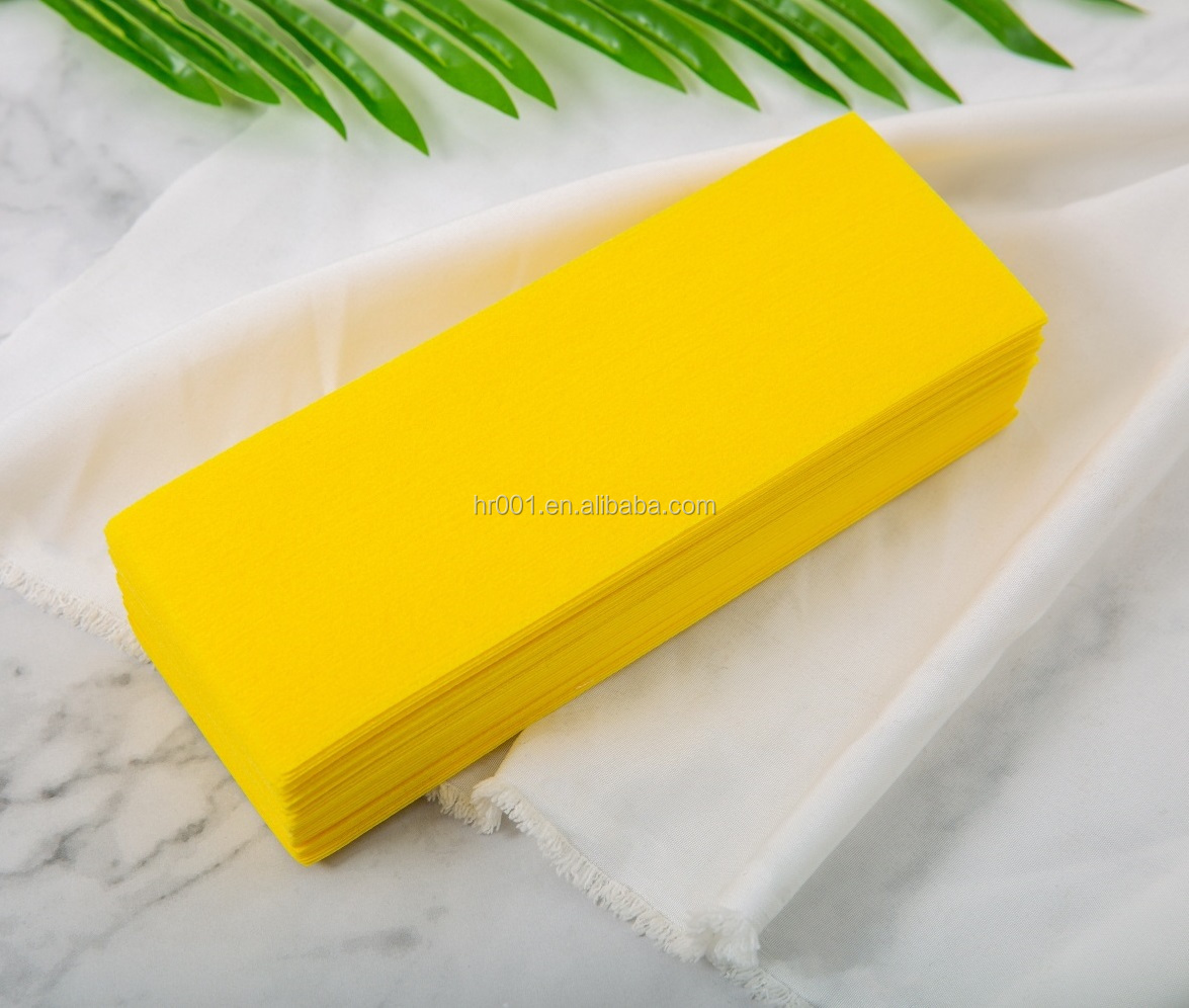 Hot Selling Disposable Spunlace Nonwoven Fabric 100% Polyester Yellow Depilatory Wax Strip Facial Body Hair Removal Beauty