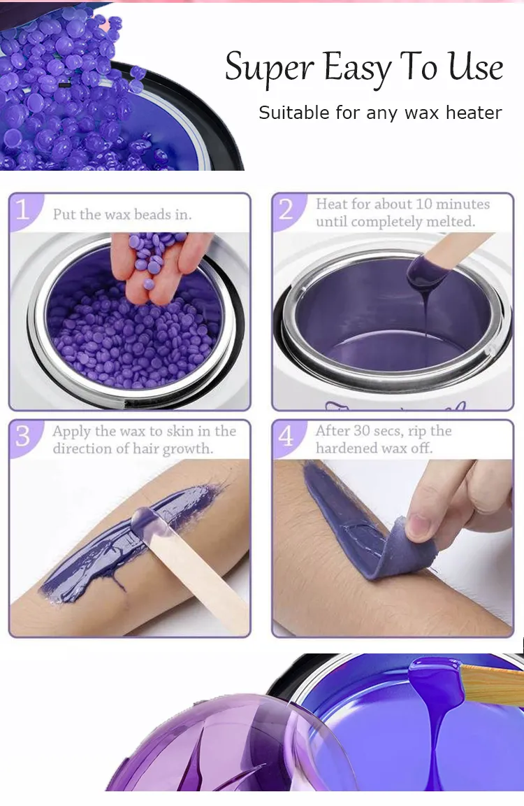 New Formula 1kg Hard Wax Beans Hair Removal Rose Lavender Honey Waxing Beads for Depilatory Salon Personal Use