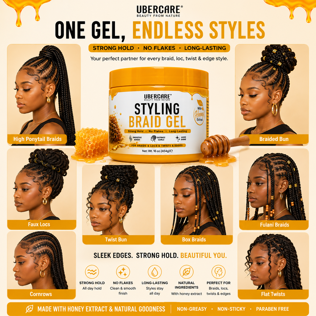 Hot Products Adds Natural Shine Twist Gel No Greasy Hair Setting Gel High Gloss Styling Braid Gel for Dry Thick Hair