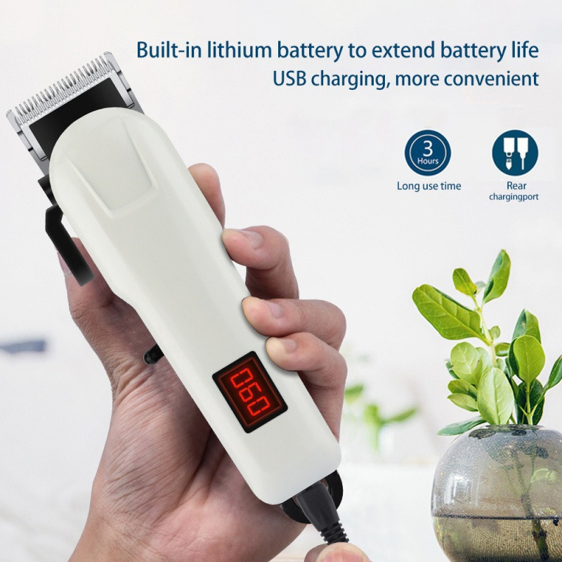 Professional Cordless Hair Clipper with LED Digital Display, Electric Hair Trimmer Rechargeable Hair Cutting Machine Low Noise Barber Shaver Salon Household Gro