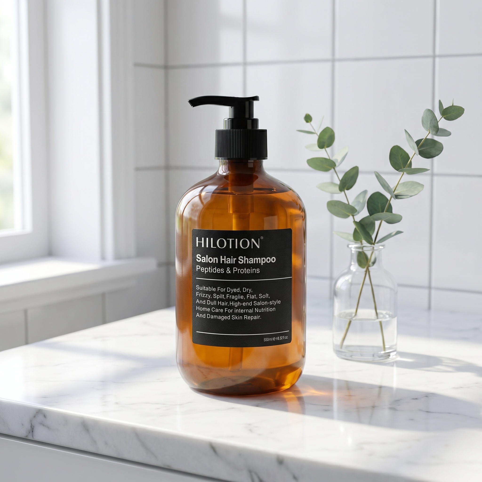 Hilotion Salon Peptide Clarifying Hair Shampoo Gentle Exfoliating Scalp Shampoo Supports Natural Hair Growth by Removing Scalp