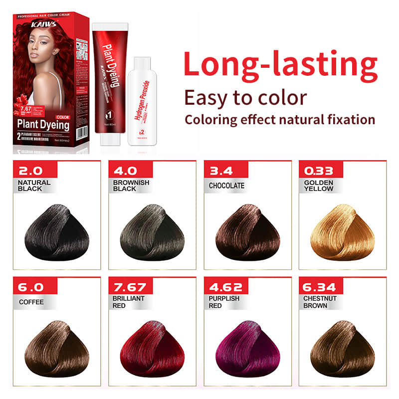 Kaiws Best Professional Organic Natural Hair Dye Cream Permanent Hair Colour for Salon