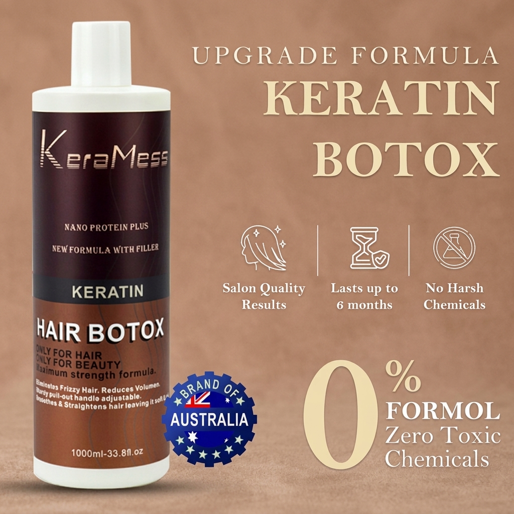 KeraMess Ultimate Brazilian Smoothing Therapy Formaldehyde Free Nano Keratin Salon Hair Straightening &amp; Deep Repair Treatment