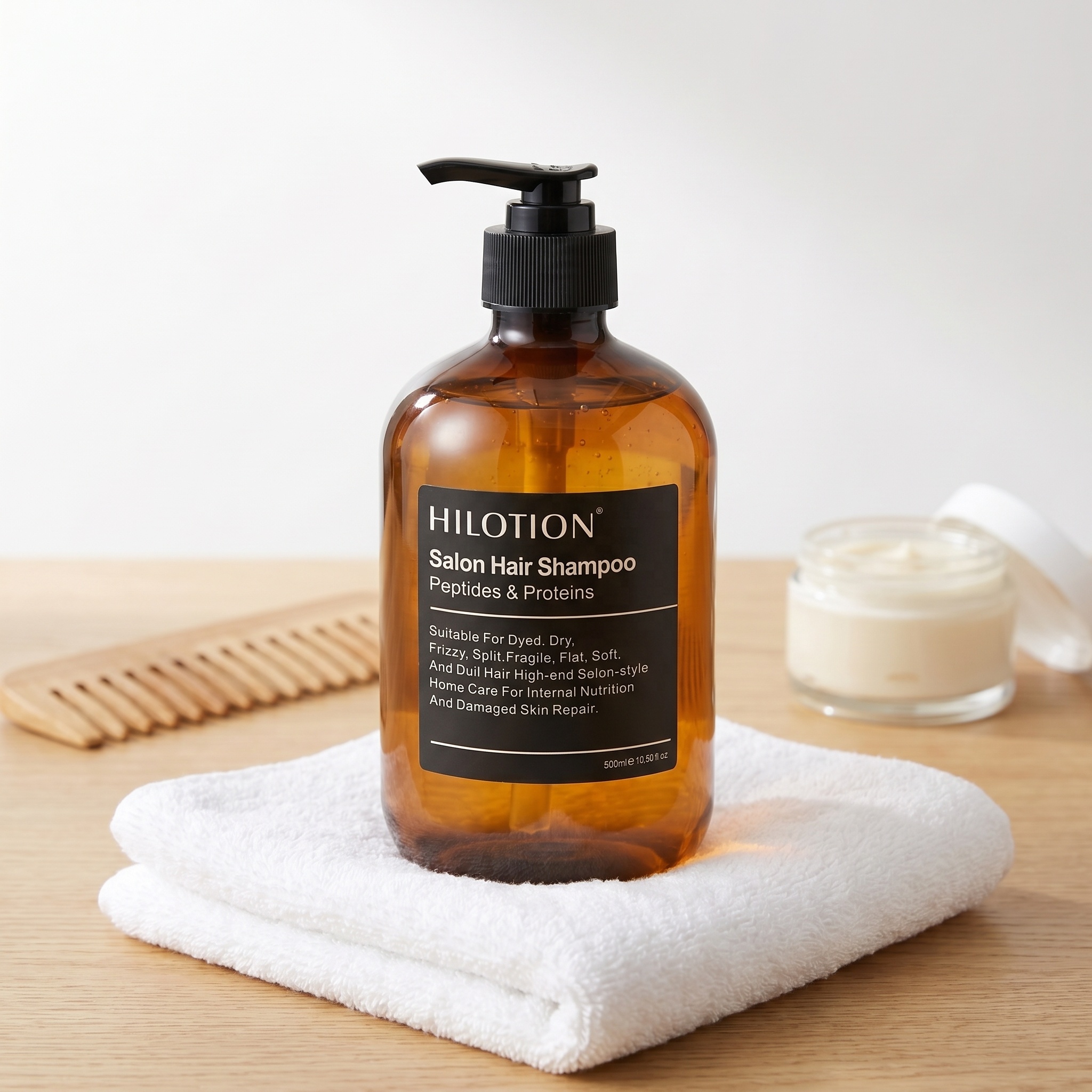 Hilotion Salon Peptide Clarifying Hair Shampoo Gentle Exfoliating Scalp Shampoo Supports Natural Hair Growth by Removing Scalp