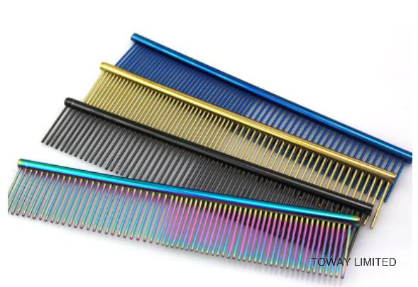 Colored Painted Stainless Steel Dog Combs Hair Massage Pet Products