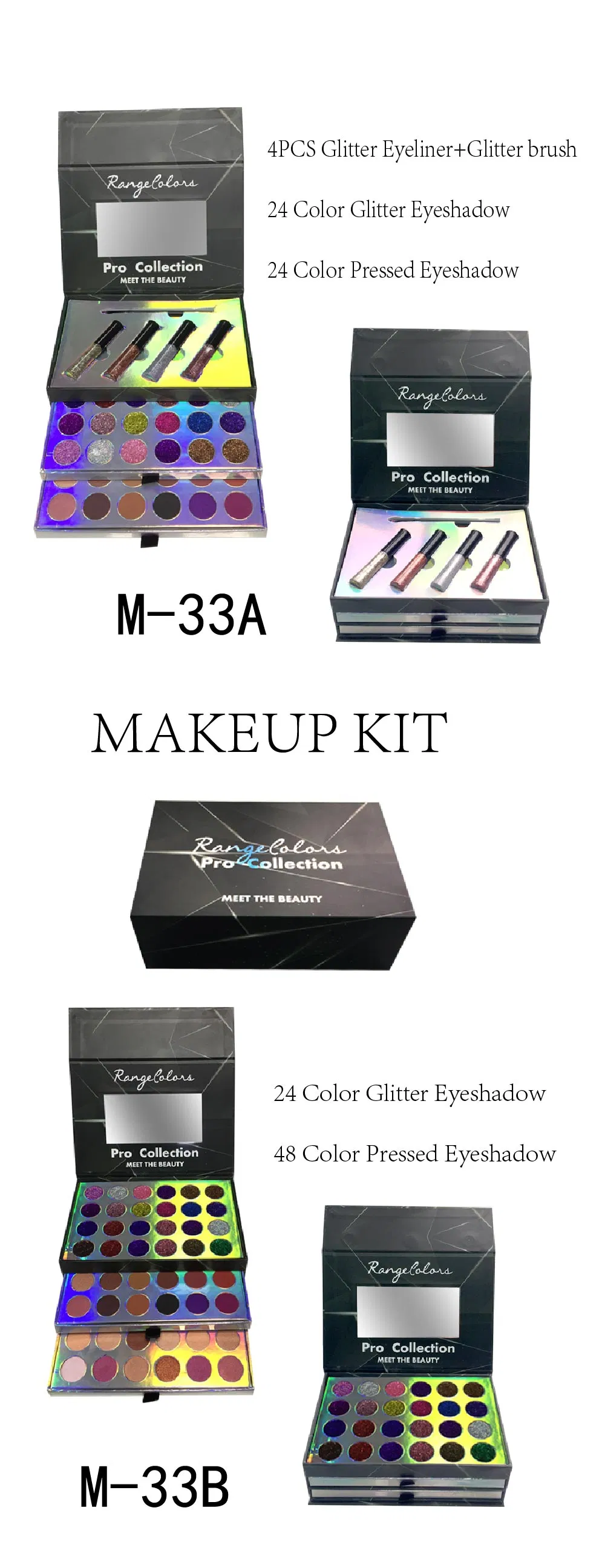 Professional Makeup Kit Cosmetics, Glitter Eyeliner, Glitter Eyeshadow, Complete Makeup Kit, Private Label Cosmetic