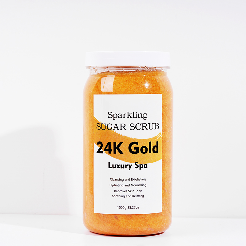 Professional Manufacturer Deluxe Pedicure Foot Spa Products 1Kg Large Package 24K Gold Sugar Scrub for Nail Spa Salon