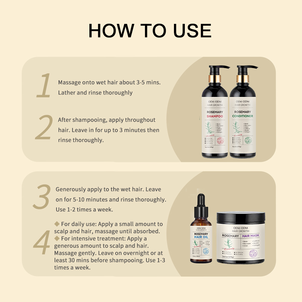 Factory Oem Natural Organic Custom Vegan Hair Loss Rosemary Mint Tea Tree Oil Hair Growth Shampoo And Conditioner Set