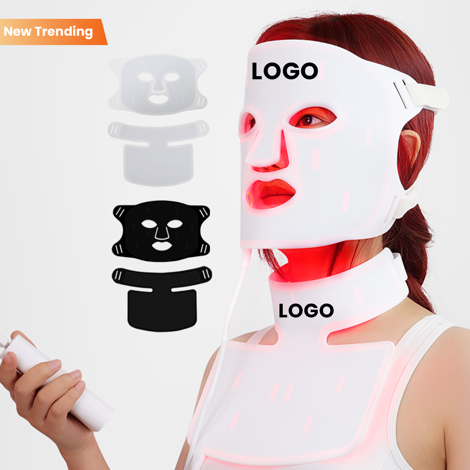 Shenzhen Factory Price 3 in 1 Led Chips Silicone LED Light Therapy Beauty Mask RED NIR Light Facial Face Red Light Therapy Mask