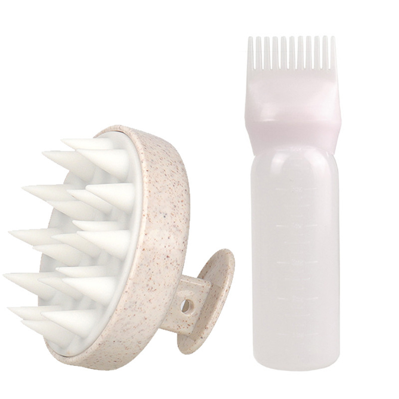 Wholesale Pink Black Purple White Hair Wash Comb And Massage Brush Bottle Set For Hair Salon