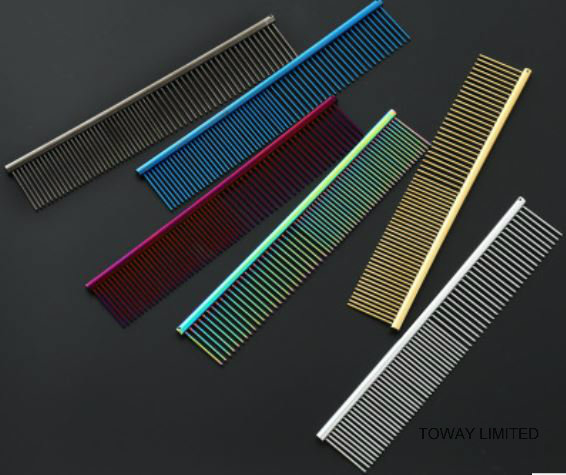 Colored Painted Stainless Steel Dog Combs Hair Massage Pet Products