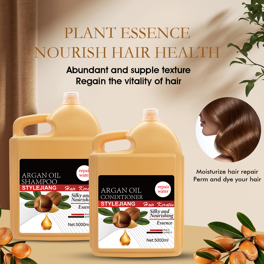 Salon Use Organic Big Volume 5L Cream Shampoo &amp; Conditioner Hair Care Set Argan Oil Sulfate Free Silky Nourishing 2-in-1 Formula