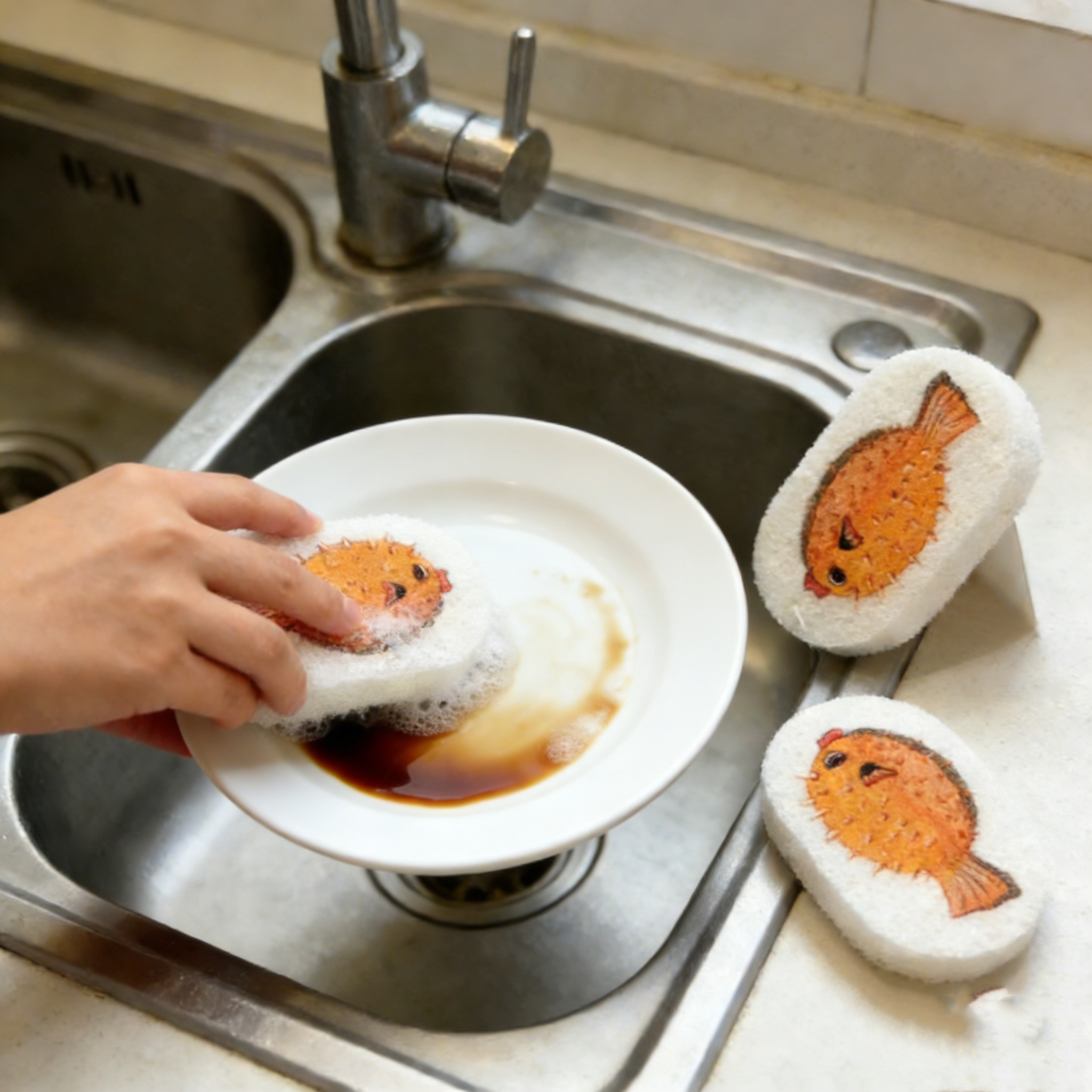 Nano Natural Biodegradable Kitchen Cleaning Sponge Scouring Pad Eco-Friendly 95% Water Absorption For Effective Cleaning