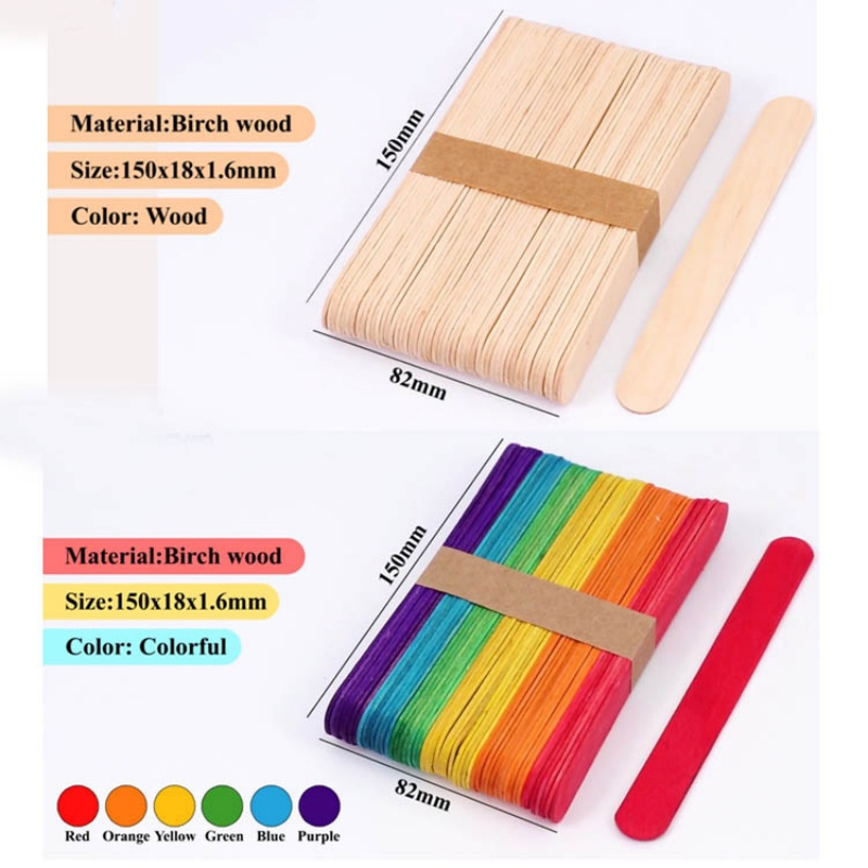 Foska Popsicle Sticks for Crafts Hair Removal and Waxing Flat Natural Color Wooden Crafts Sticks for Stirring Tongue Depressor