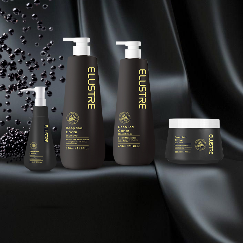 Private Label Luxury Salon Hair Care Deep Sea Black Caviar Extract Hair Care Shampoo and Conditioner Set