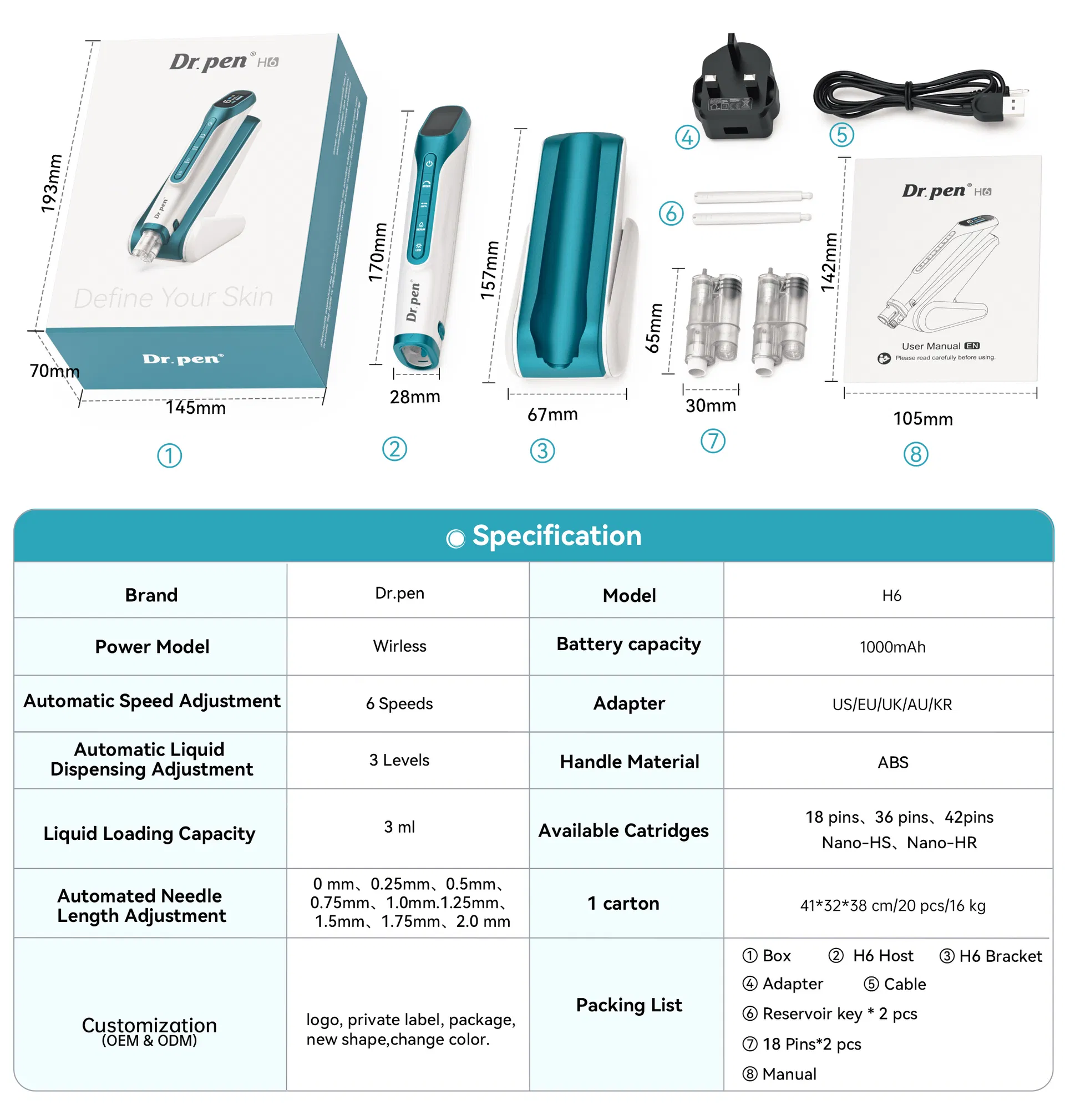 Dr Pen H6 Wireless Microneedling Pen Detail 8