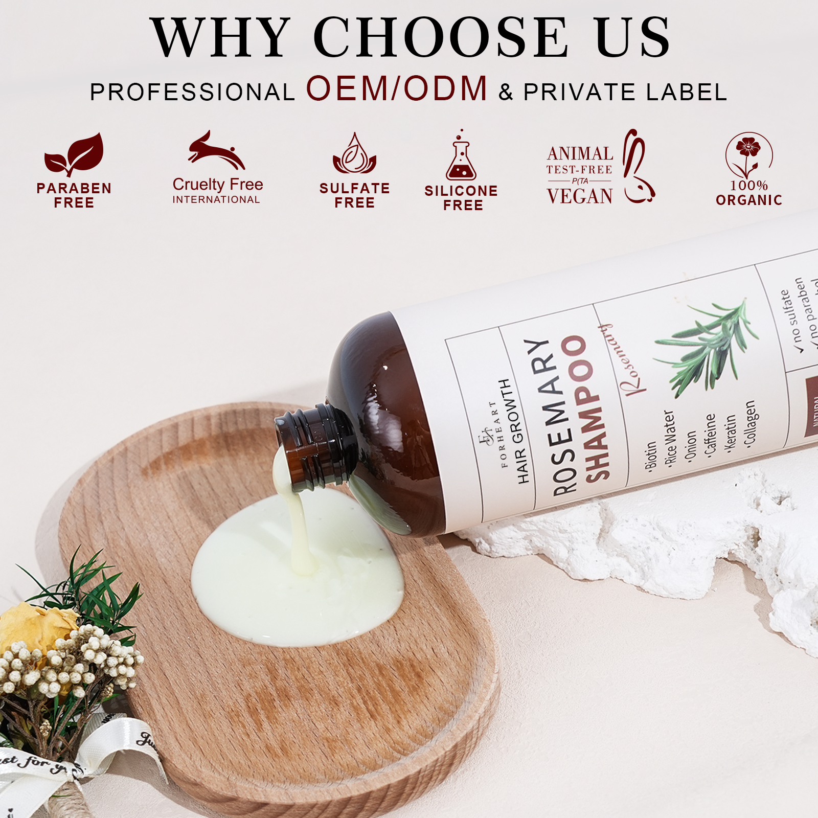 Private Label Rosemary Hair Growth Shampoo Sulfate-Free Hair Repair Shampoo Custom Peppermint &amp; Rosemary Essential Oil Shampoo