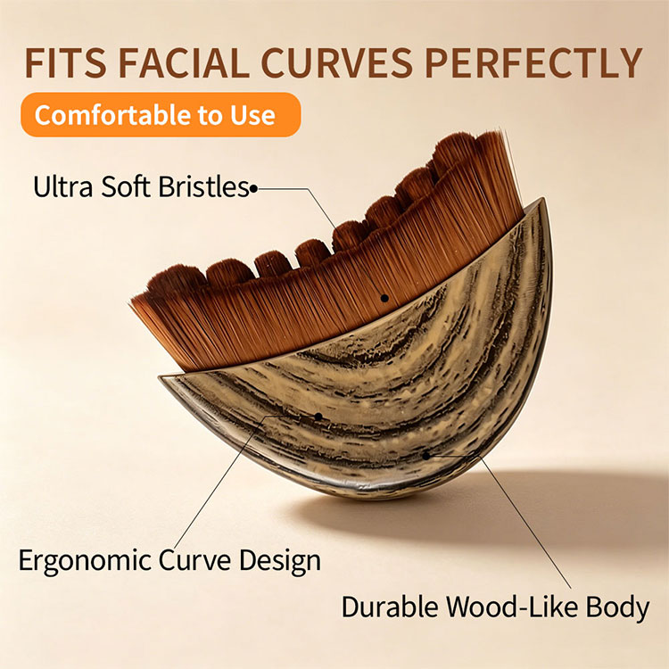 Custom Logo Dry Brush Gentle Face Massager Lymphatic Contour Oval Brush Daily Use Lymphatic Drainage Plastic Handle