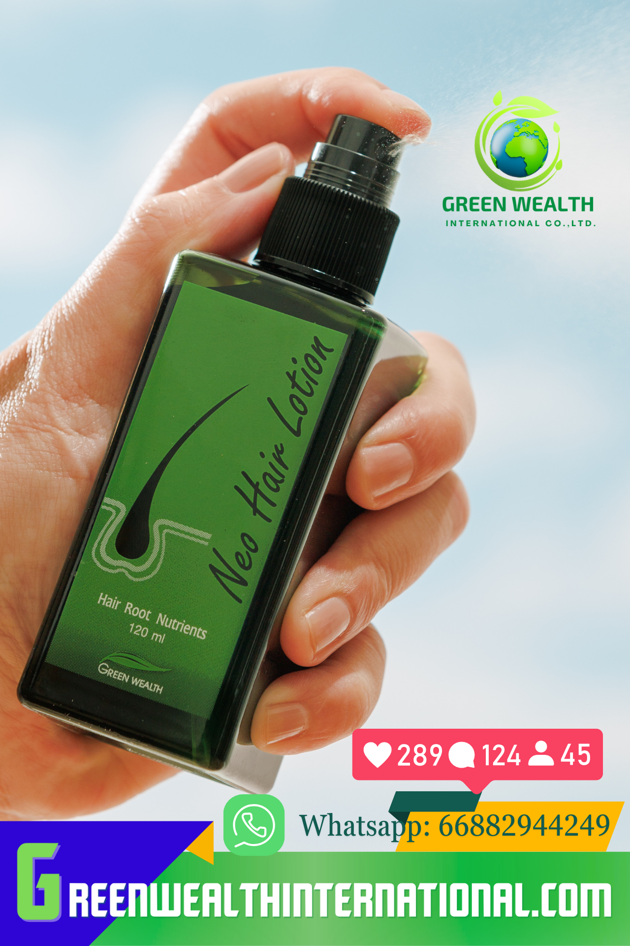 Neo Hair Lotion by Green Wealth Premium Organic Hair Treatment Spray for Daily Use Fast Shipping From Thailand Damage Hair Care
