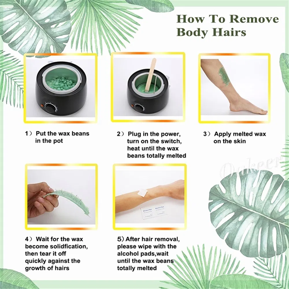 Depilatory Waxing Kit Heater for Women Men Coarse Hair Removal with Moisturizing Aloe Formulas Hard Stripless Wax Beads