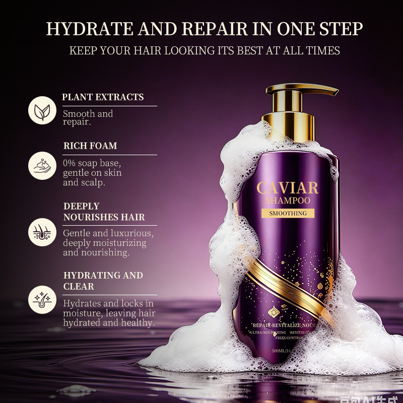 Luxury Caviar Hair Treatment Set Shampoo Mask and Hair Oil Deep Nourish Smooth Shine Salon Professional Private Label