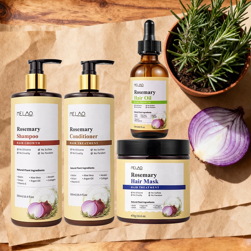 Custom Logo Paraben Free Sulphate Free Salon Herbal Rosemary Biotin Frizzy Hair Growth Red Onion Shampoo Conditioner
