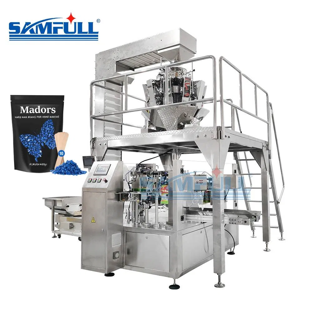 Automatic Wax Beans Hair Removal Body European Brazilian Pearl Waxing Beans for Women Men 8 Station Premade Stand up Zipper Doypack Packaging Machine