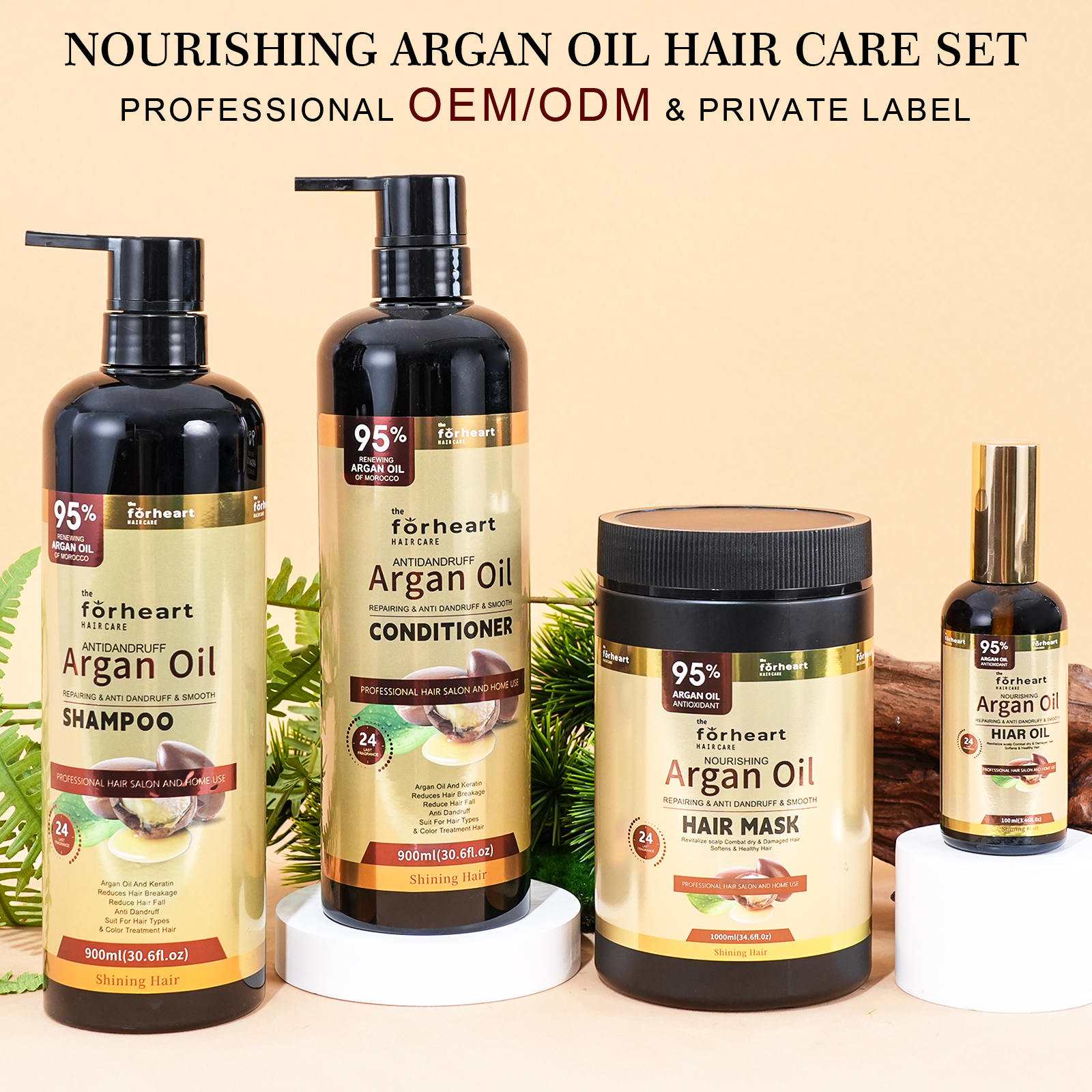 Private Label OEM ODM Premium Grade Argan Oil Shampoo Hair Growth Nourishing Hair Care Set Anti-dandruff Shampoo for Natural
